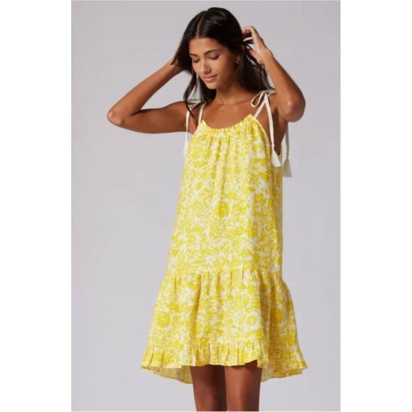 Joie Dresses & Skirts - Joie Dress M Linen Floral Yellow Nala Summer Resort Cruise NEW